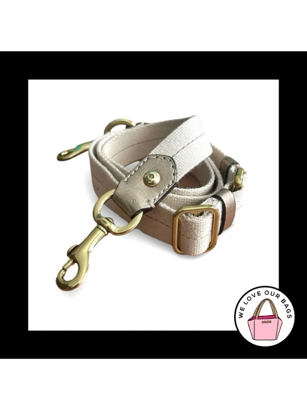COACH BAG STRAP Beige Webbing & Leather Replacement Purse Crossbody Shoulder
